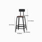 Industrial Metal Stool Faux Leather Cushion Footrest Stool for Bar