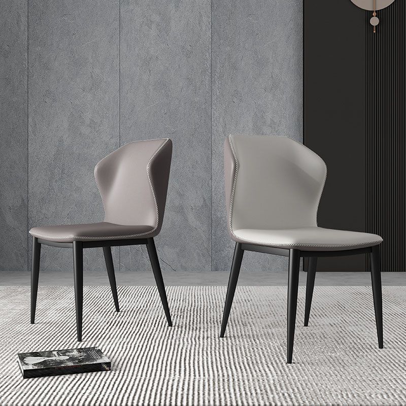 Industrial Style Wingback Chair Leather Dining Armless Chairs for Kitchen Clearhalo ' kitchen&dining_furn' 'Dining Chairs' 'Dining Tables & Seating' 'dining_chair' 'furn' 'furn_dining_chair' 'Furniture' 'furniture_dining_chair' 'Kitchen & Dining Furniture' 'kitchen' 1200x1200_b843d98f-66d4-4be9-ad76-ffff9d734dbd