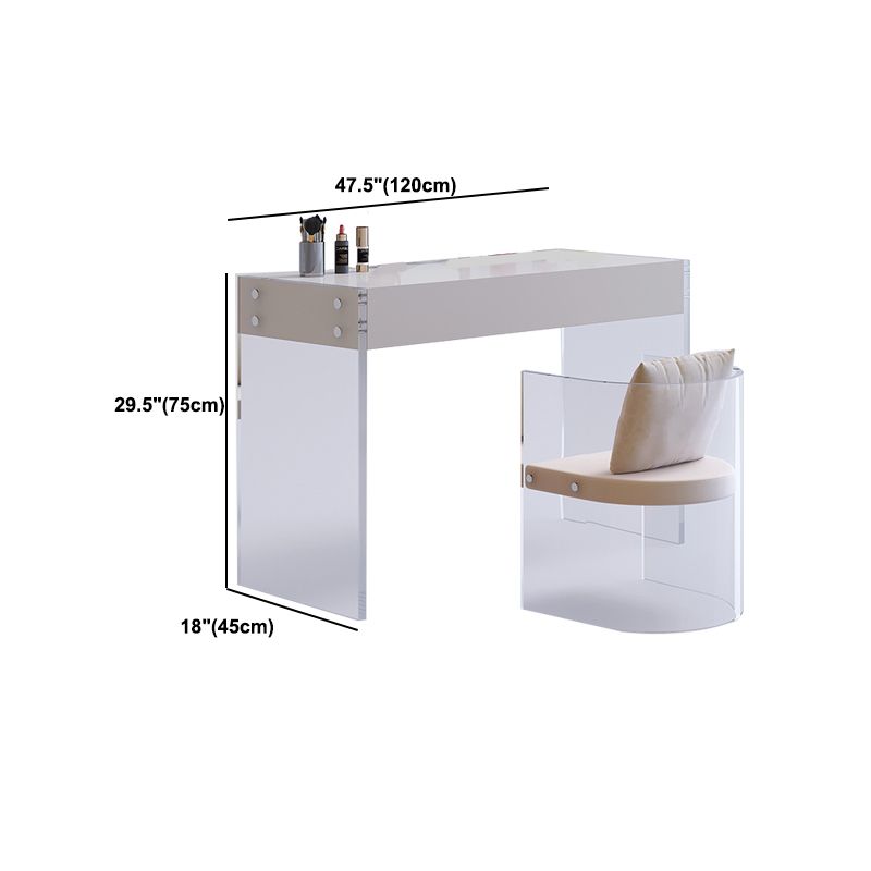 Mirrored Wood Makeup Dressing Table Modern Style Stool Set in White Clearhalo 'Bedroom Furniture' 'furn' 'furn_makeup_vanities' 'Furniture' 'Makeup Vanities' 'makeup_vanities' 1200x1200_b843dd1c-47d9-4692-8ba7-258d1e3820fd