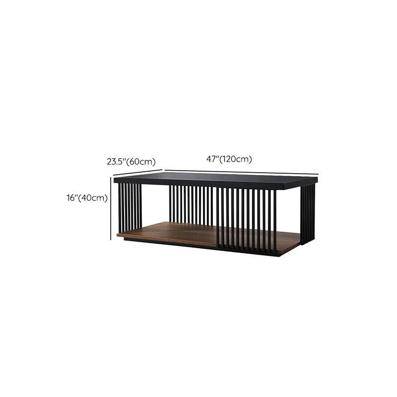Rectangular Iron and Wood Coffee Cocktail Table with Storage Clearhalo 'Coffee & Accent Tables' 'Coffee Tables' 'coffee_tables' 'furn' 'furn_coffee_tables' 'Furniture' 'Living Room Furniture' 1200x1200_b84421e5-979d-4181-9da8-3e88be7d1150