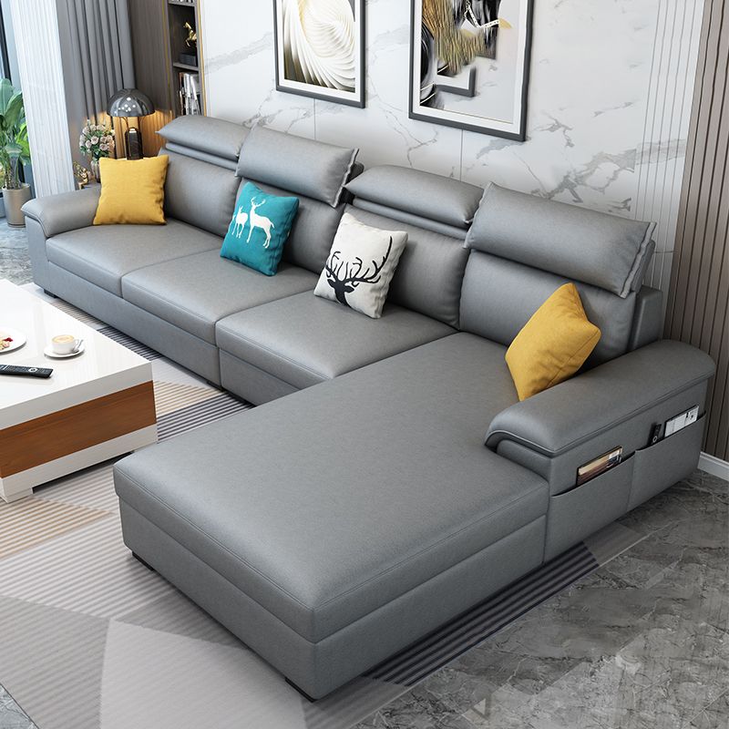 Contemporary Stain-Resistant Faux Leather for Living Room Sofa with Storage