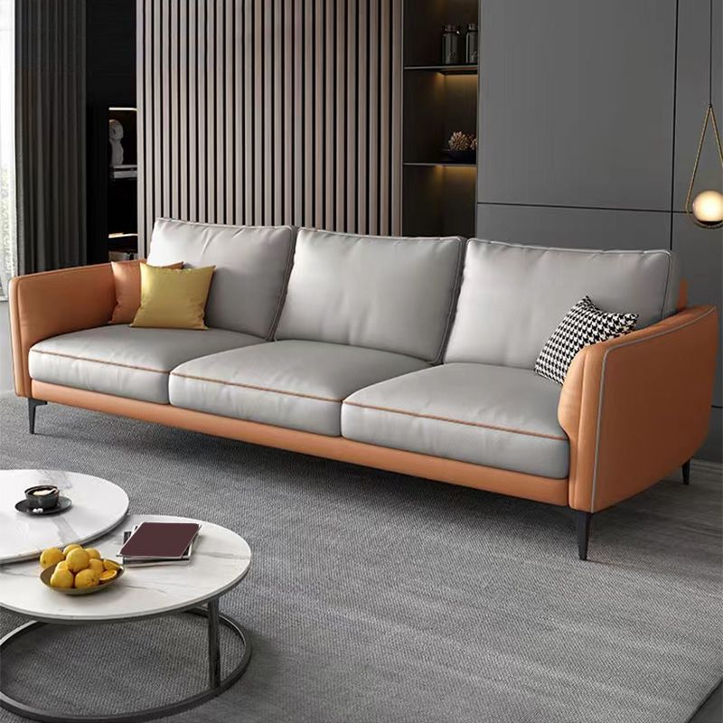 Light-grey Faux Leather Sofa/Sectional Stain-Resistant Square Arm Sofa