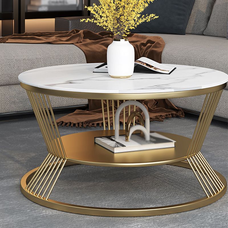 Modern Slate Frame Coffee Table Open Shelf Round Cocktail Table in Black/White Clearhalo 'Coffee & Accent Tables' 'Coffee Tables' 'coffee_tables' 'furn' 'furn_coffee_tables' 'Furniture' 'Living Room Furniture' 1200x1200_b8472e82-0d57-463e-8aef-9c3e3142fdd3