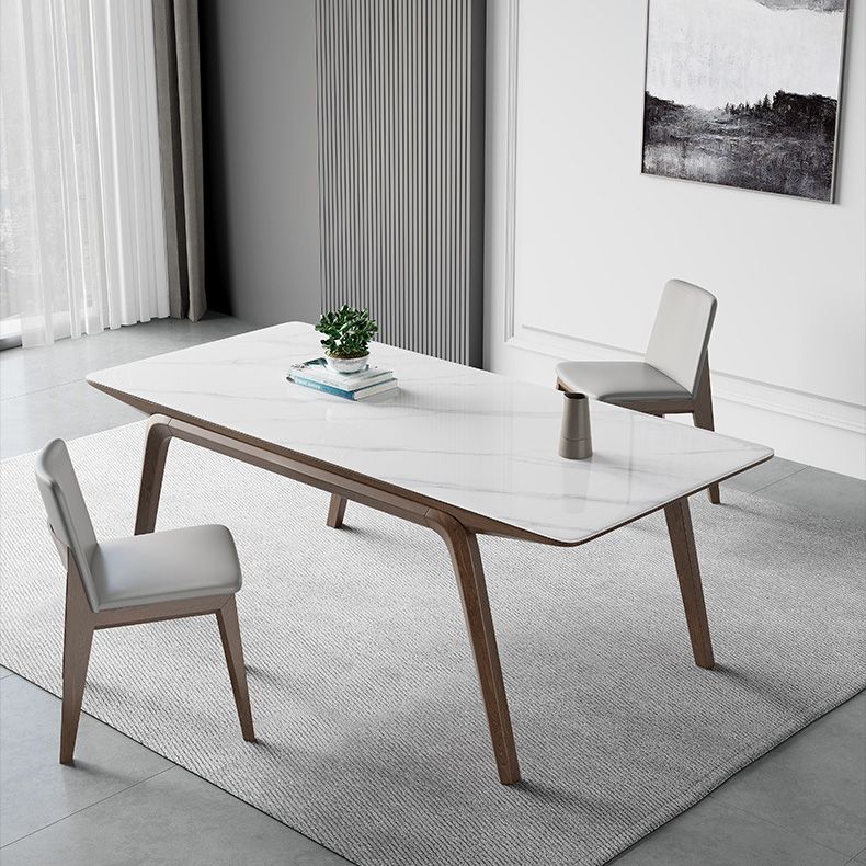 Modern Stone Rectangle Dining Table 4 Legs Table for Kitchen Clearhalo 'Dining Tables & Seating' 'Dining Tables' 'dining_table' 'furn' 'furn_dining_table' 'Furniture' 'Kitchen & Dining Furniture' 1200x1200_b84772a2-7e14-43af-986a-0c381d041e4a