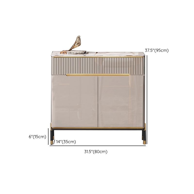 White Top Glam Buffet Sideboard Mirrored Cabinets 2-Drawer Dining Buffet Clearhalo 'buffet_sideboard' 'Buffets & Sideboards' 'furn' 'furn_buffet_sideboard' 'Furniture' 'Kitchen & Dining Furniture' 1200x1200_b848d53f-0384-4517-aae9-97ed230003b9