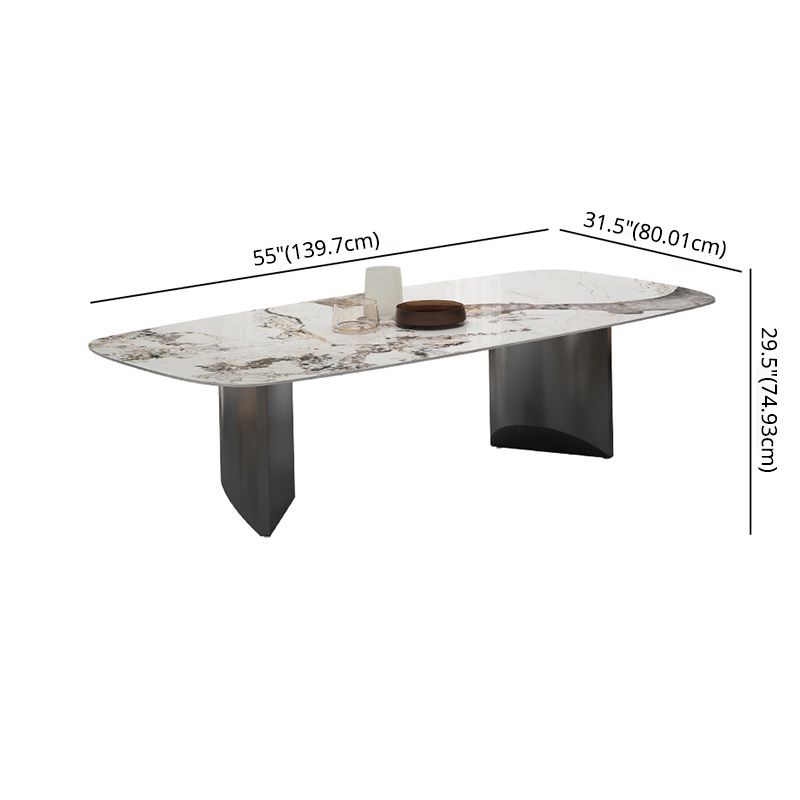 Standard Sintered Stone Top Dining Set with Black Metallic Legs for Kitchen Clearhalo 'Dining Room Sets' 'Dining Tables & Seating' 'dining_room_set' 'Furniture' 'furniture_dining_room_set' 'Kitchen & Dining Furniture' 'kitchen&dining_furn' 'kitchen' 1200x1200_b84985ff-df89-46b3-b7bf-c6e6a1168cc9