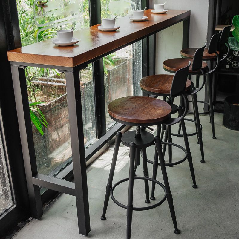 Coffee Shop Hall/Pub Table Industrial Rectangle Footrest Bar Height Table in Natural Clearhalo 'Bar Furniture' 'Bar Tables' 'bar_tables' 'furn' 'furn_bar_tables' 'Furniture' 'Kitchen & Dining Furniture' 1200x1200_b84a7319-5b2a-4244-91dc-83f8c2105771