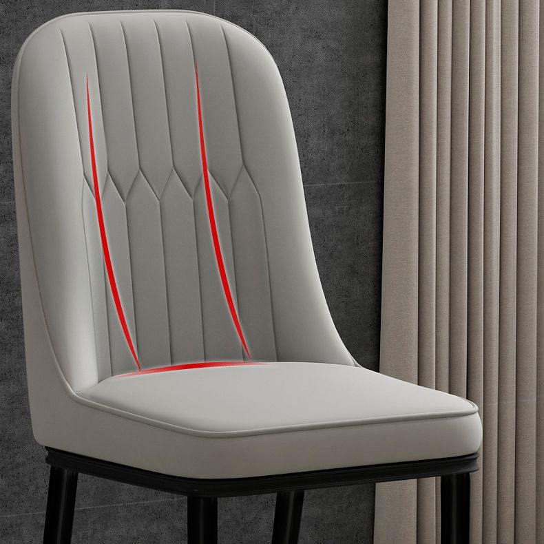 Scandinavian Style Dining Chair Metal Dining Room Solid Back Cushioned Chair Clearhalo ' kitchen&dining_furn' 'Dining Chairs' 'Dining Tables & Seating' 'dining_chair' 'furn' 'furn_dining_chair' 'Furniture' 'furniture_dining_chair' 'Kitchen & Dining Furniture' 'kitchen' 1200x1200_b84a7edd-91f3-4051-9057-19e202899ef3