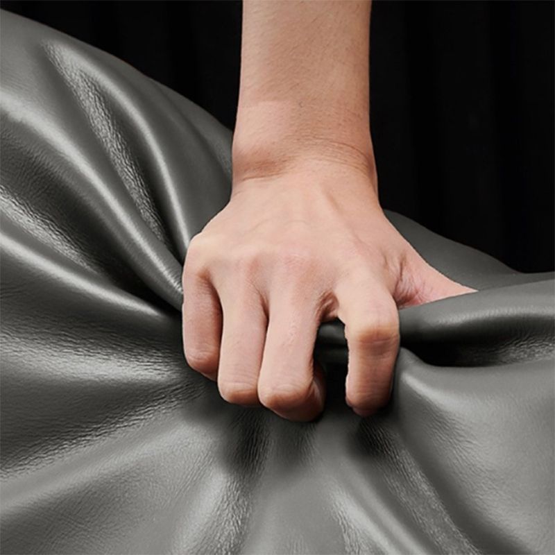 Contemporary Living Room Flared Arm Cushions Genuine Leather Sofa