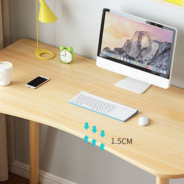 28.35-inch lange houten schrijfbureau gebogen moderne kantoorbureau met Parsons-basis