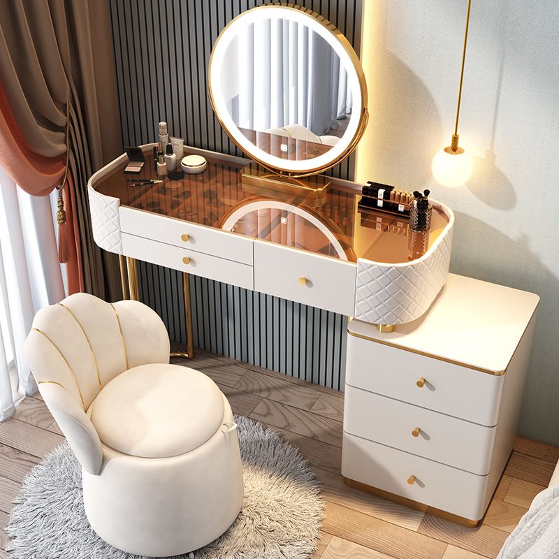 Glam Glass Makeup Vanity Desk Bedroom Vanity Dressing Table with Drawer Clearhalo 'Bedroom Furniture' 'furn' 'furn_makeup_vanities' 'Furniture' 'Makeup Vanities' 'makeup_vanities' 1200x1200_b84f4ca7-f52b-44b9-9c07-3011e49786f1