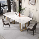 Rectangle Stainless Steel Dining Site Table Traditional Luxury Dinette Table for Home Clearhalo ' dining_table' 'Dining Tables & Seating' 'Dining Tables' 'furn' 'furn_dining_table' 'Furniture' 'furniture_dining_table' 'Kitchen & Dining Furniture' 'kitchen&dining_furn' 'kitchen' 'kitchen_dining_table' 1200x1200_b84f7f17-803b-4b64-a7a7-0dc04bd931bc