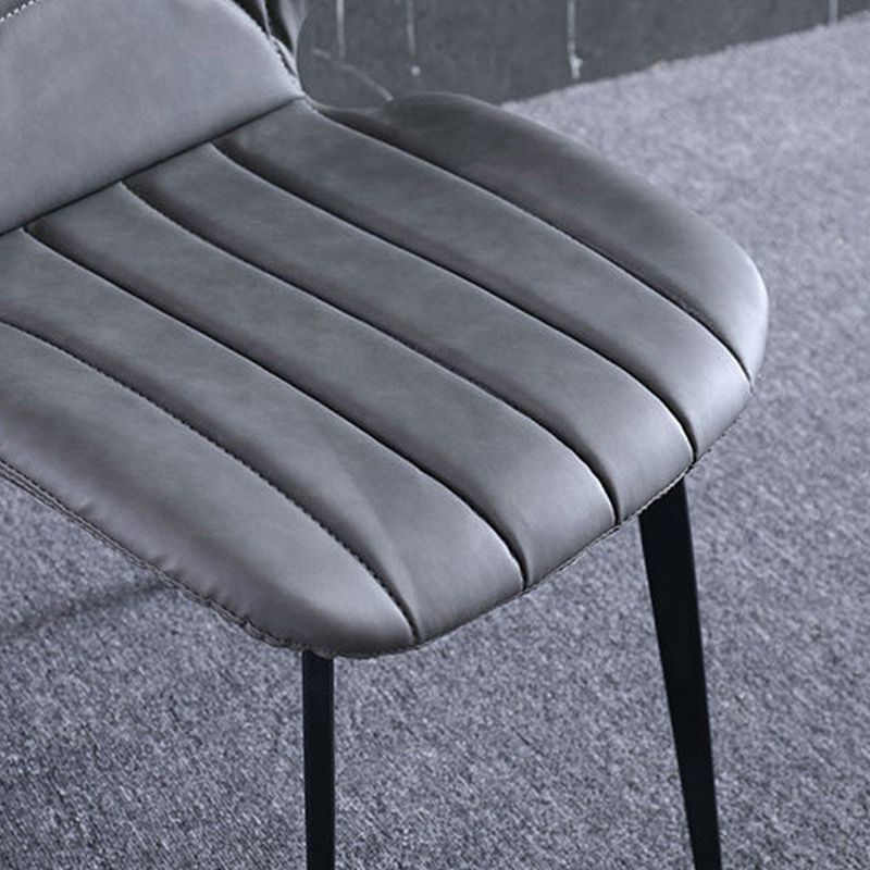 Sedia da sala da pranzo in finta cucina in pelle sedia in metallo a base di braccio in grigio