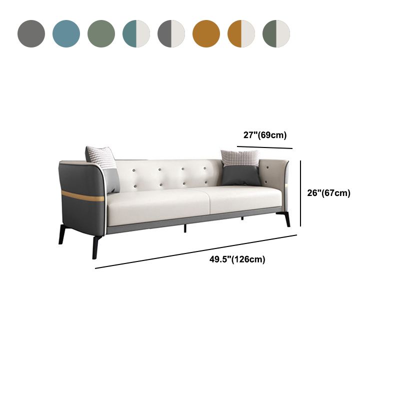 Getufte wijd uitlopende arm bank hedendaagse faux lederen vlekbestendige bank