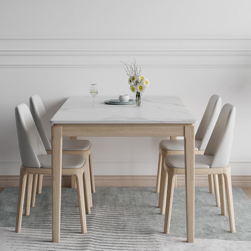 White Top Dining Table Modern Solid Wood Dining Table with 4 Wood Legs Clearhalo ' dining_table' 'Dining Tables & Seating' 'Dining Tables' 'furn' 'furn_dining_table' 'Furniture' 'furniture_dining_table' 'Kitchen & Dining Furniture' 'kitchen&dining_furn' 'kitchen' 'kitchen_dining_table' 1200x1200_b859269d-e26e-4d7f-a023-508c6fc3ac3c