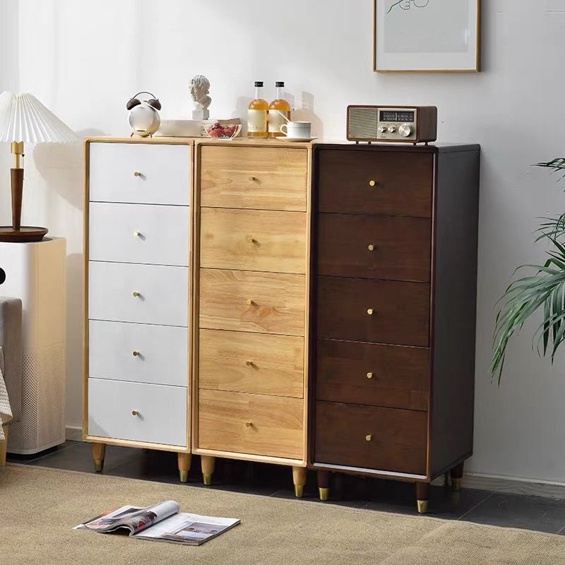 Moderne hölzerne Akzent Brust 15.74 "breite Gummi -Brust mit 5 Schubladen