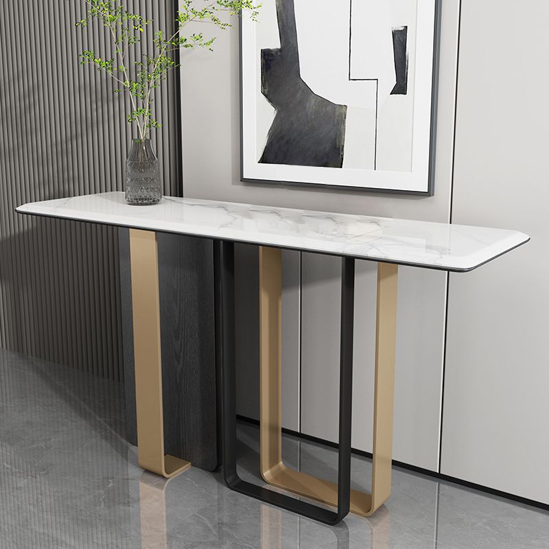 Glam Stone Accent Table Rectangle Console Sofa Table for Hall