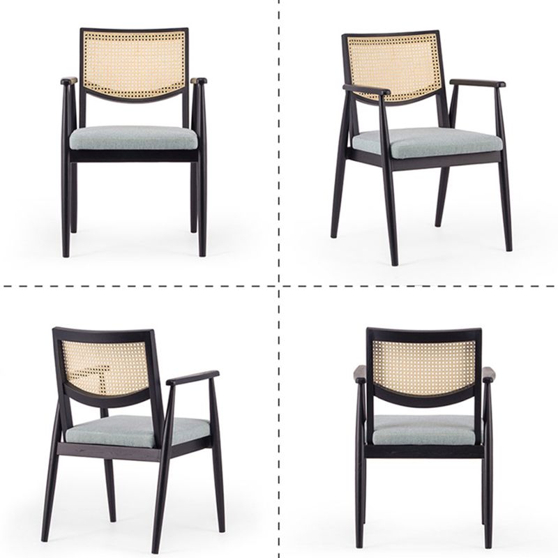 Modern Simple Arm Chair Solid Wood Base Dining Chair for Home Use