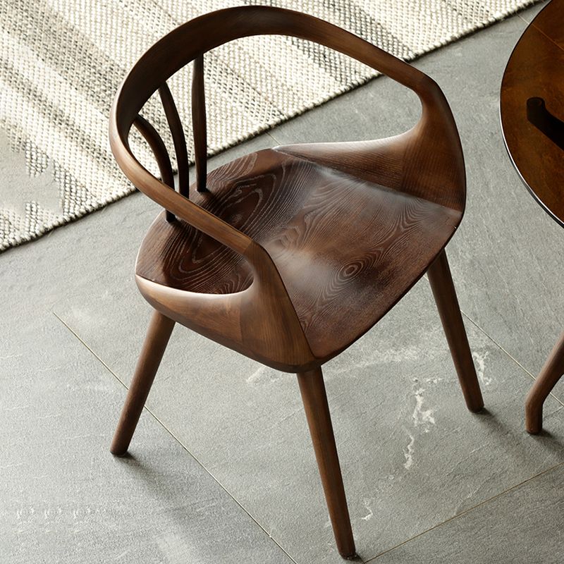 Zeitgenössischer Stil offener Rückenmaserholz -Essarmstuhl für Zuhause offen