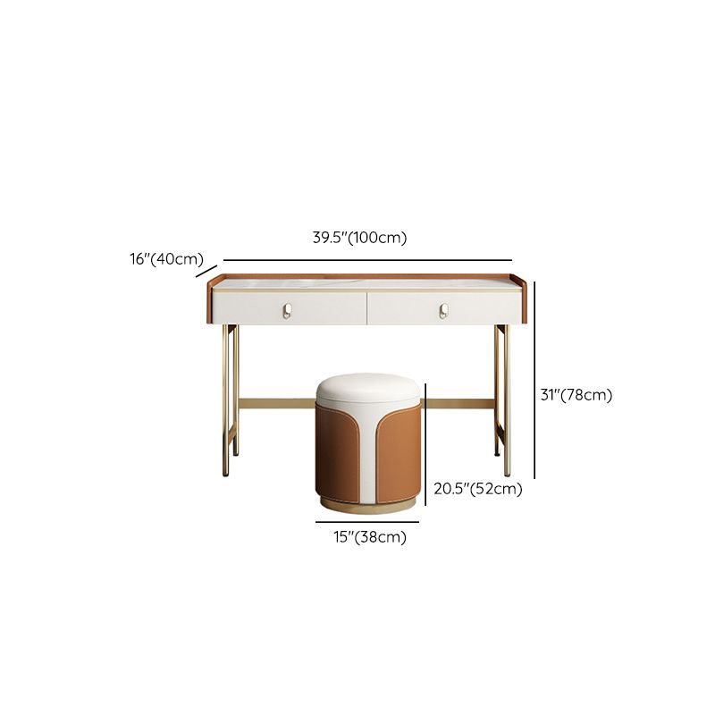 Coiffeuse de vanité miroir en bois à chambre blanche contemporaine