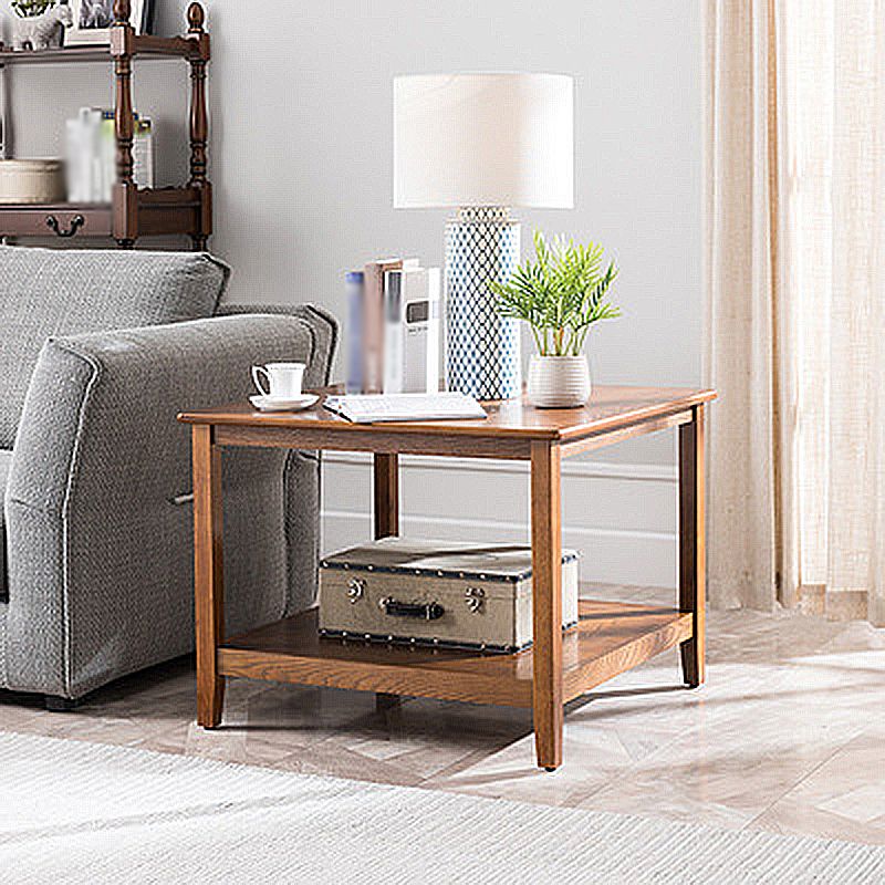 Tavolino in legno quadrato di fattoria marrone/tavolo laterale di divano Walunt con deposito