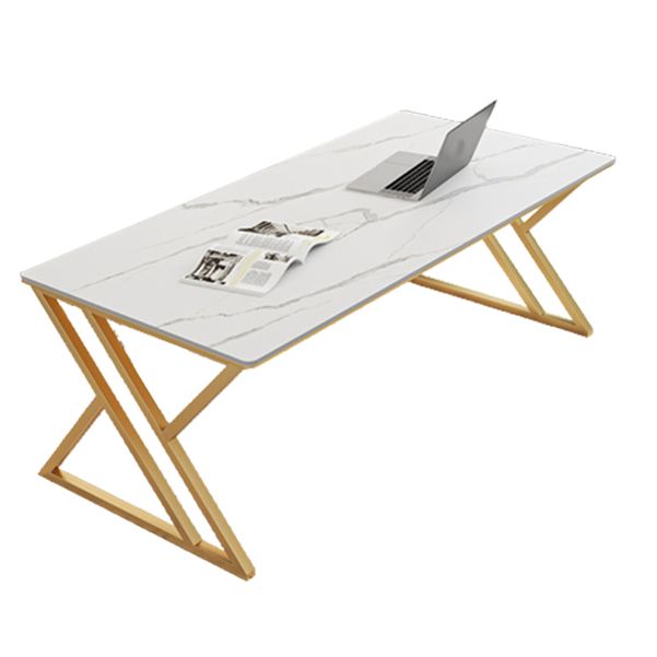 Glam Rechthoekige Office Desk Antique Finish Computer Desk met metalen benen