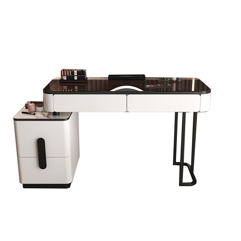 Glam Glass Bedroom Vanity Desk 4 Drawer Vanity Dressing Table Clearhalo 'Bedroom Furniture' 'furn' 'furn_makeup_vanities' 'Furniture' 'Makeup Vanities' 'makeup_vanities' 1200x1200_b8634201-4745-452e-a0bb-ef3465105a7b