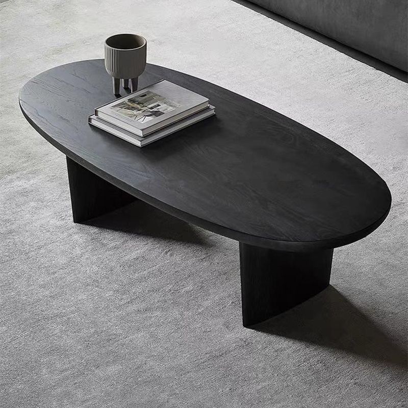 Scandinavian Oval Wood Coffee Table 15.75"H 2 Legs Cocktail Table Clearhalo 'Coffee & Accent Tables' 'Coffee Tables' 'coffee_tables' 'furn' 'furn_coffee_tables' 'Furniture' 'Living Room Furniture' 1200x1200_b863fd9d-a4fb-406e-ac2b-8baa6ce301cb