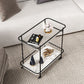 Modern 23.6" Rectangular Glass Top Side Table Metal Frame End Table with Shelf