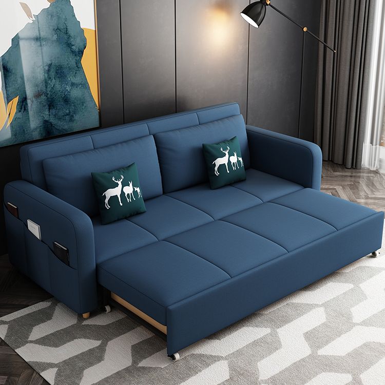 Contemporary Cotton Blend Sleeper Square Arm Sofa Bed in Blue Clearhalo 'furn' 'furn_sofas' 'Furniture' 'Living Room Furniture' 'Sofa' 'sofas' 1200x1200_b8646d03-265d-4b4e-8a6e-ed66fd6ad13d