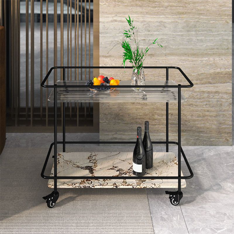 Modern Glass Top End Table with Casters Rectangular 25.6" W Shelf Included Side Table Clearhalo 'Coffee & Accent Tables' 'End & Side Tables' 'end_side_tables' 'furn' 'furn_end_side_tables' 'Furniture' 'Living Room Furniture' 1200x1200_b864dd26-fa5c-45e3-b4a5-293b707176df