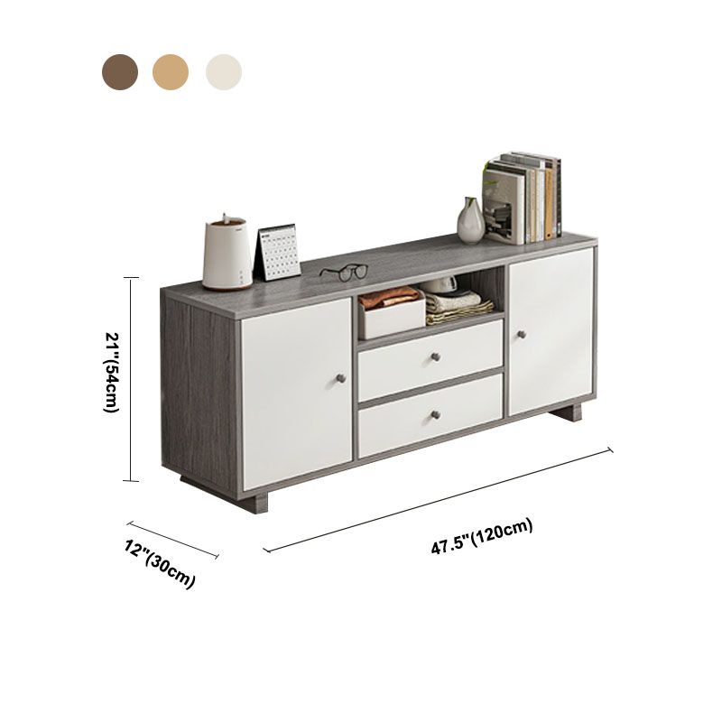 12 "D Consolet de télévision en bois moderne Console ouverte Stand de télévision avec tiroirs et portes