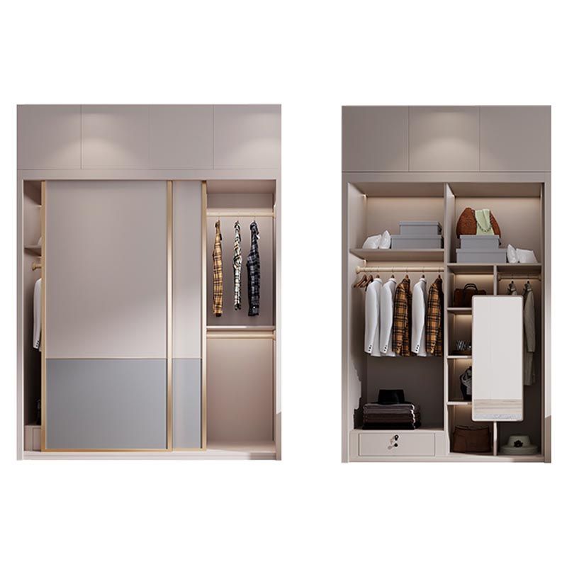 White Modern High Gloss Armoire Wood Armoire with Shelves and Drawers Storage Cabinet Clearhalo 'Armoires & Wardrobes' 'armoires_wardrobes' 'Bedroom Furniture' 'furn' 'furn_armoires_wardrobes' 'Furniture' 1200x1200_b86683a7-328f-468f-b93d-198a6f19d1c4