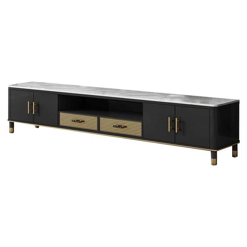 Open Storage Media Console TV Stand Stone TV Stand with 2 Drawers