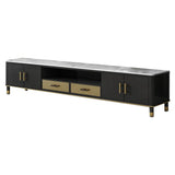 Open Storage Media Console TV Stand Stone TV Stand with 2 Drawers