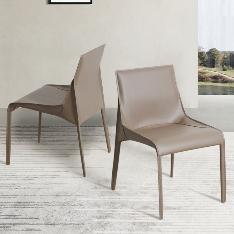 Designer Style Leather Dining Chair Matte Finish Parsons Dining Side Chair Clearhalo ' kitchen&dining_furn' 'Dining Chairs' 'Dining Tables & Seating' 'dining_chair' 'furn' 'furn_dining_chair' 'Furniture' 'furniture_dining_chair' 'Kitchen & Dining Furniture' 'kitchen' 1200x1200_b867bbda-3d63-4439-82ce-e10d70db8de8