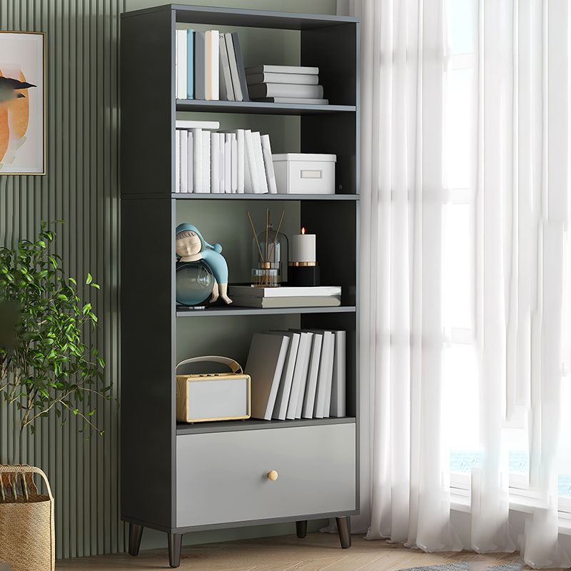 Gray Engineered Wood Bookcase Open Back with Shelves Bookshelf Vertical Clearhalo 'Bookcases' 'furn' 'furn_bookcases' 'Furniture' 'Office Furniture' 1200x1200_b8680b36-bb63-4853-ad5e-5a14ea695b4f