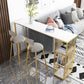 Glam Marble Bar Table with Rectangle Table Top Double Pedestal Table with 42-inch Height Clearhalo 'Bar Furniture' 'Bar Tables' 'bar_tables' 'furn' 'furn_bar_tables' 'Furniture' 'furniture_bar_tables' 'Kitchen & Dining Furniture' 1200x1200_b869d125-cd5e-4768-83a8-fb739d1b13cb