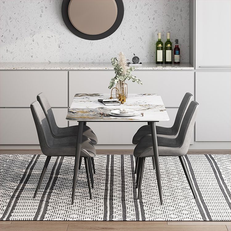 Rechthoek witte eettafel gesinterde stenen tafel industrieel met 4 poten