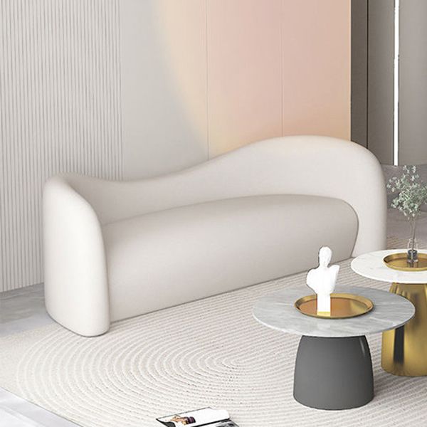 モダンな湾曲したラブシートタイトシートソリッドカラースロップアームソファ