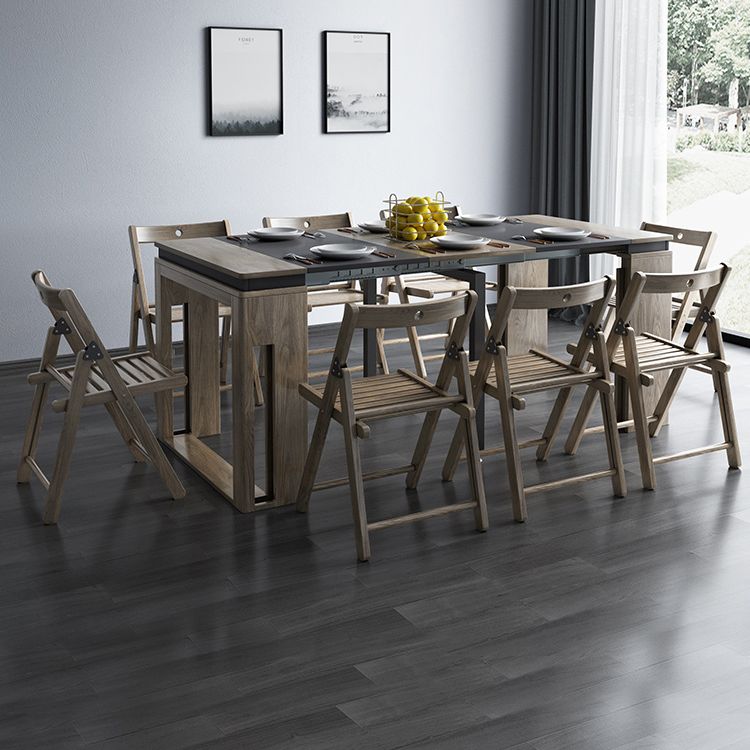 Modern Rectangle Wood Dining Table Extendable for Small Spaces