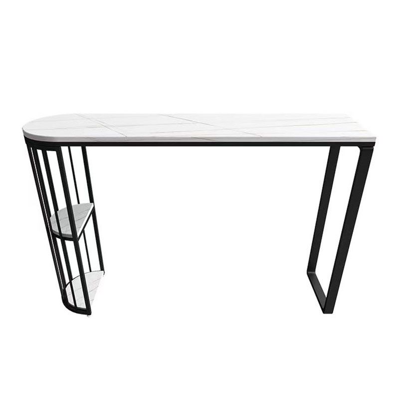 Industrial Stone Bar Dining Table Indoor Double Pedestal Bistro Table with Shelve Clearhalo 'Bar Furniture' 'Bar Tables' 'bar_tables' 'furn' 'furn_bar_tables' 'Furniture' 'furniture_bar_tables' 'Kitchen & Dining Furniture' 'kitchen&dining_furn' 'kitchen' 1200x1200_b86e9f6e-fd09-4cd9-b6f1-39c1f818db9a