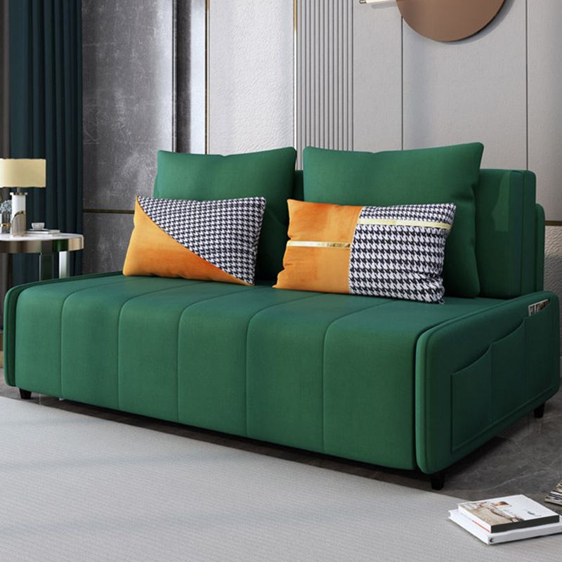 Faux Ledersofa Bett mit Aufbewahrung modernes dunkelgrünes Sofa mit Kissen