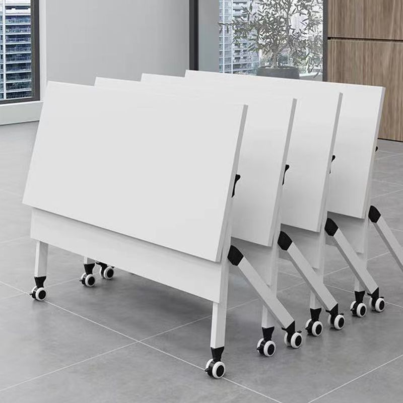 Rectangular Shaped Folding Writing Desk Wood with Metal Legs in White Clearhalo 'furn' 'furn_office_desk' 'Furniture' 'Office Desks' 'Office Furniture' 'office_desk' 1200x1200_b86fb4a3-d5ff-48cf-9f1a-89e5d80af59a