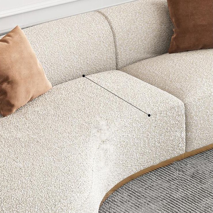Glam Sectional Sofa White Curved Corner Sleeper Sectional with 3 Pillows
