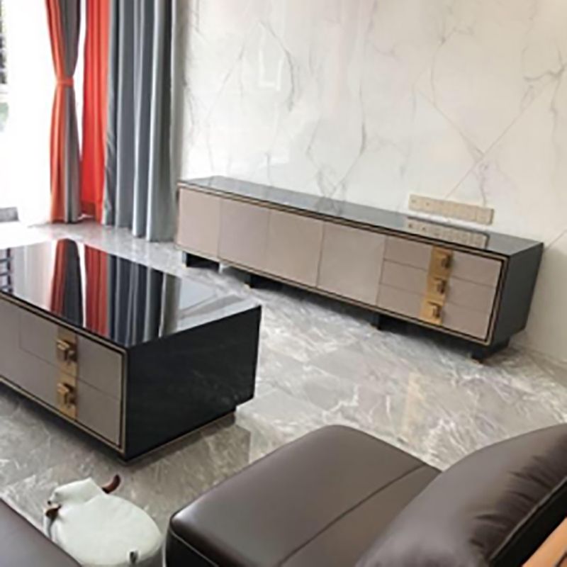 23.62 "H TVスタンドグラムスタイルの囲まれたストレージテレビコンソール3つの引き出し付き