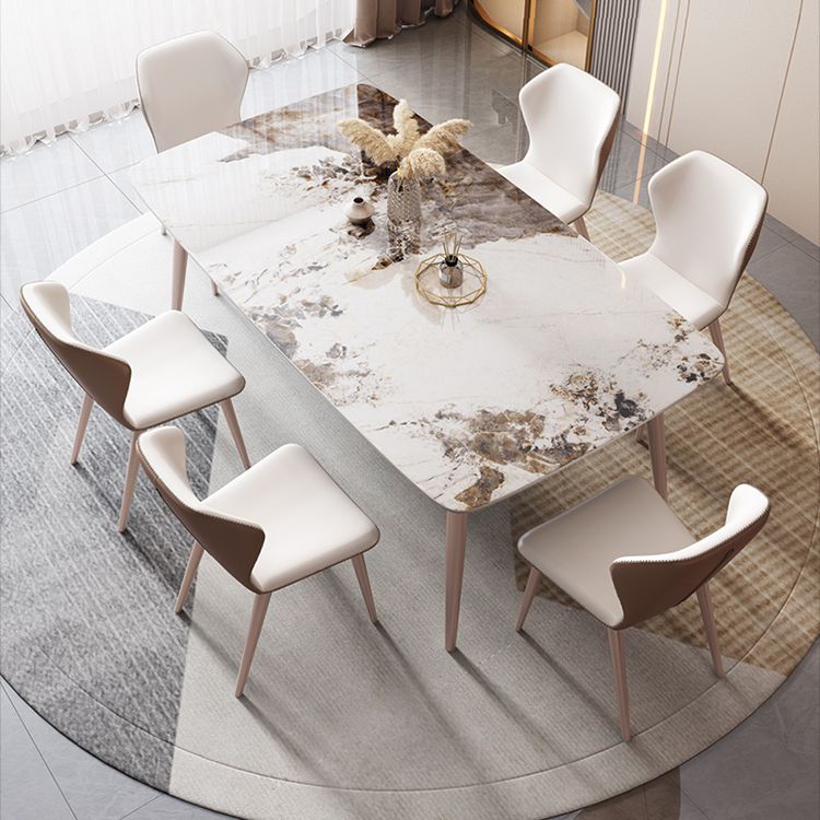 Glam Sintered Stone Dining Table Set 1/5/7 Pieces Dining Set for Kitchen