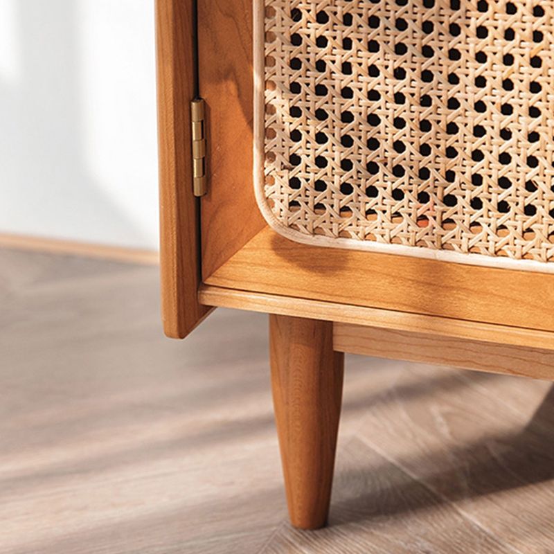 51.2" Tall Solid Wood Storage Cabinet with Glass Paned 2 - Door Rattan Accent Chest Clearhalo 'Cabinets & Chests' 'cabinets_chests' 'furn' 'furn_cabinets_chests' 'Furniture' 'Living Room Furniture' 1200x1200_b8750b28-7109-45cd-ad9b-ea1ed4510b81