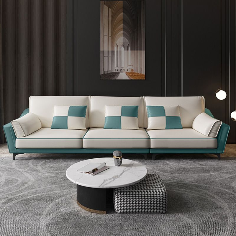 Sloped Arm Sectional Modernism Genuine Leather 3/4-seat Sectional Clearhalo 'furn' 'furn_sectionals' 'Furniture' 'Living Room Furniture' 'Sectionals' 1200x1200_b8754e6a-bfb1-4f35-97d4-4597d0f7883f