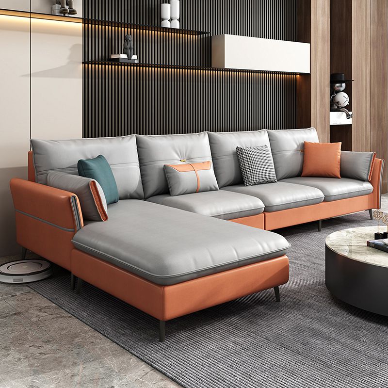 Bras évasé tufted 5 places sectionnel en cuir en cuir pour le salon